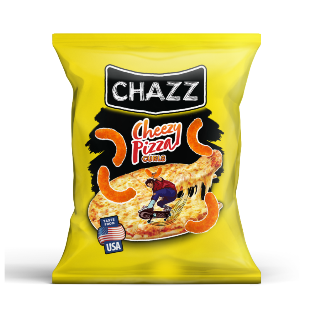 250g - 2025-11-07T215235.016 Chazz Cheezy Pizza Curls, 100g - Image 1